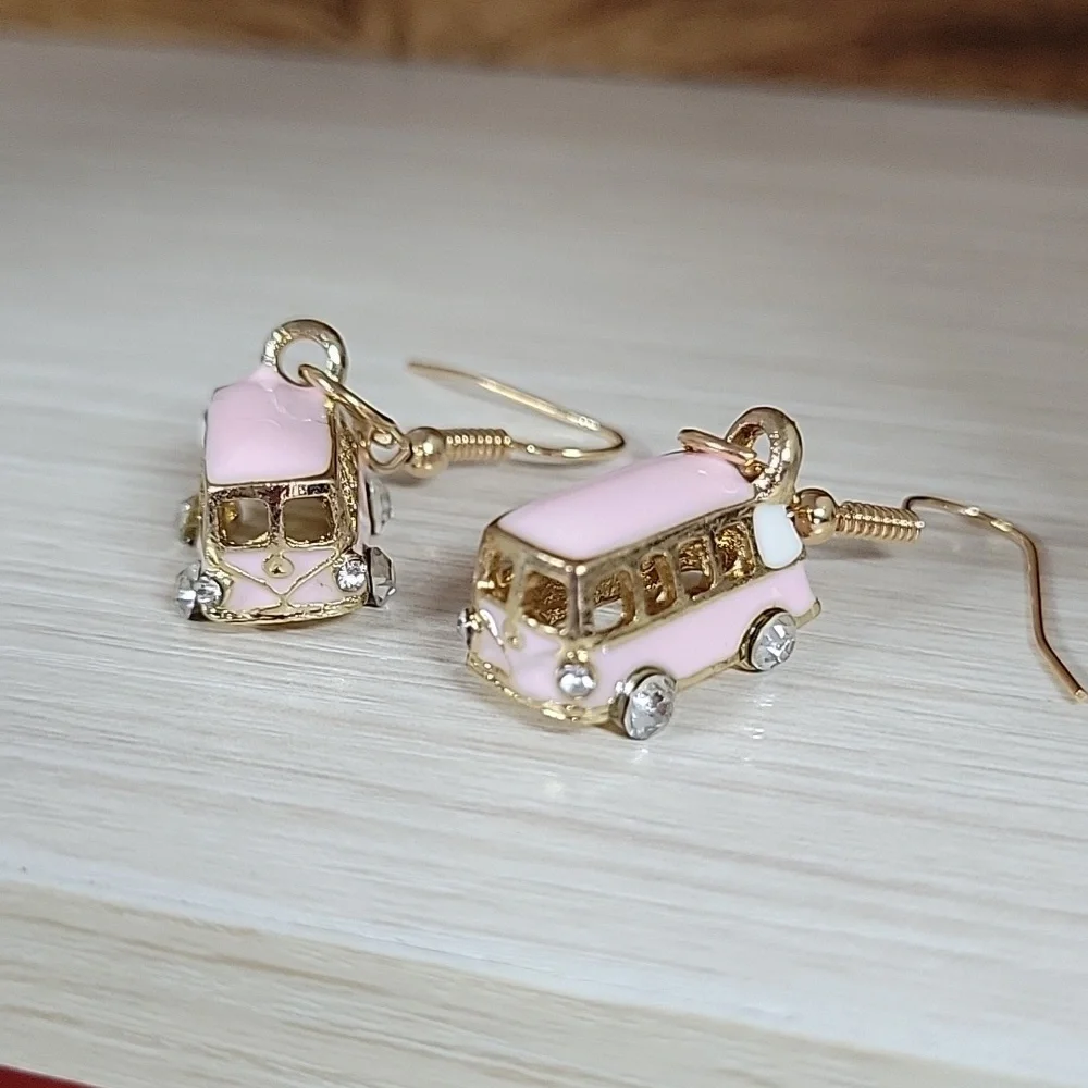 VW Micro Bus Drop Earrings - Picture 1 of 8